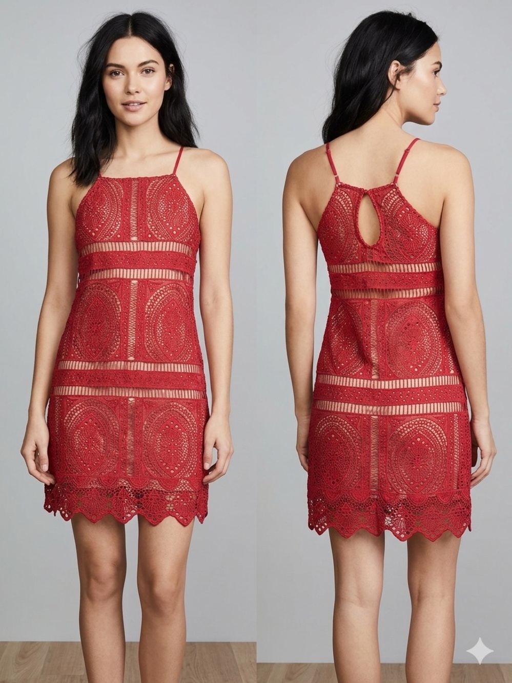 Francesca's Collections Red Lace Strappy Mini Dress